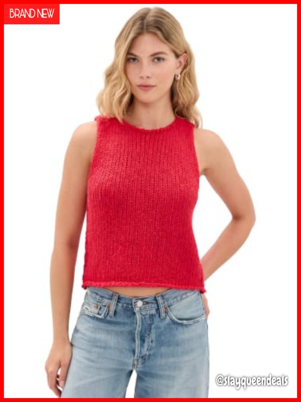 Free People Opal Knit Tank Top Sleeveless Boat Neck Women's